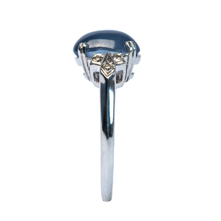 Classic Art Deco Cabochon Sapphire Diamond Ring 1