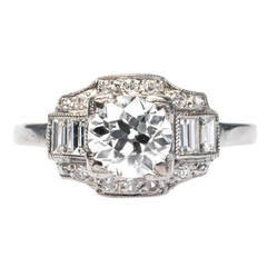 Art Deco .94 Carat Diamond Engagement Ring