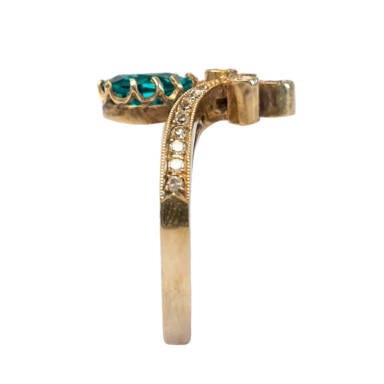Women's Trumpet & Horn Emerald Diamond Tiara Engagement Ring