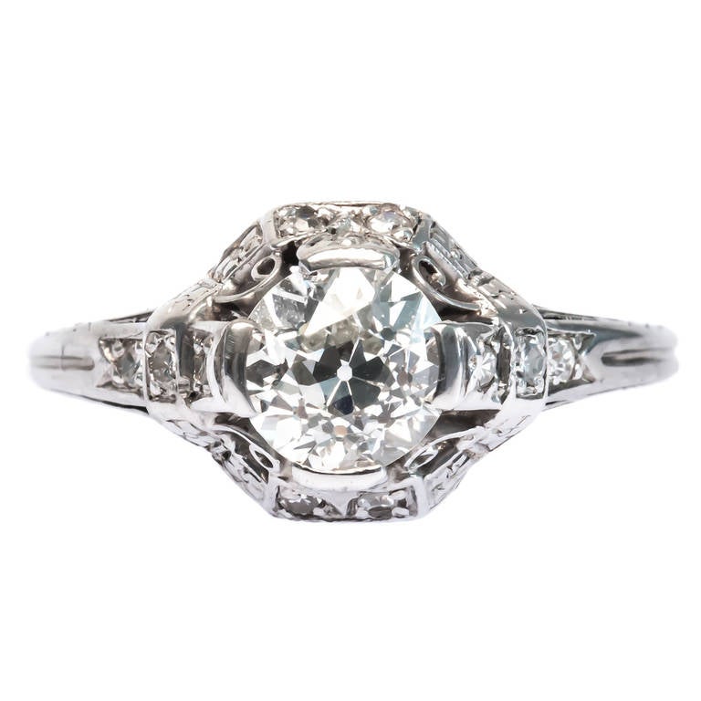 Edwardian .93 Carat Diamond Engagement Ring For Sale