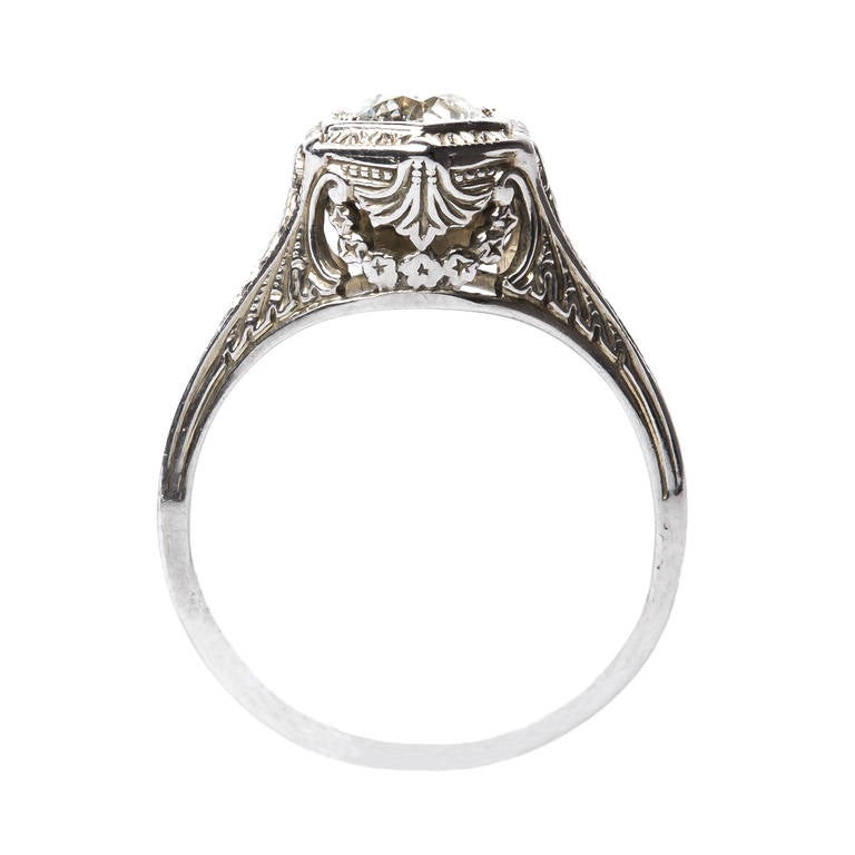 Edwardian .58 Carat Diamond White Gold Engagement Ring 1