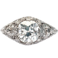Antique Edwardian 2.01 Carat Diamond Platinum Engagement Ring