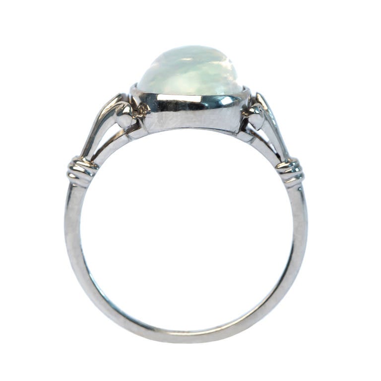 Women's Dreamy Edwardian Transparent Opal Platinum Ring