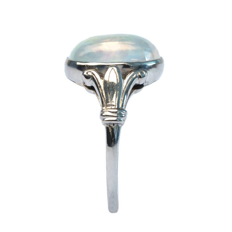 Dreamy Edwardian Transparent Opal Platinum Ring 1