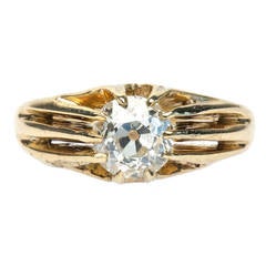 Antique Victorian 1.06 Carat Diamond Gold Engagement Ring