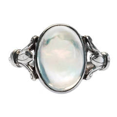 Dreamy Edwardian Transparent Opal Platinum Ring
