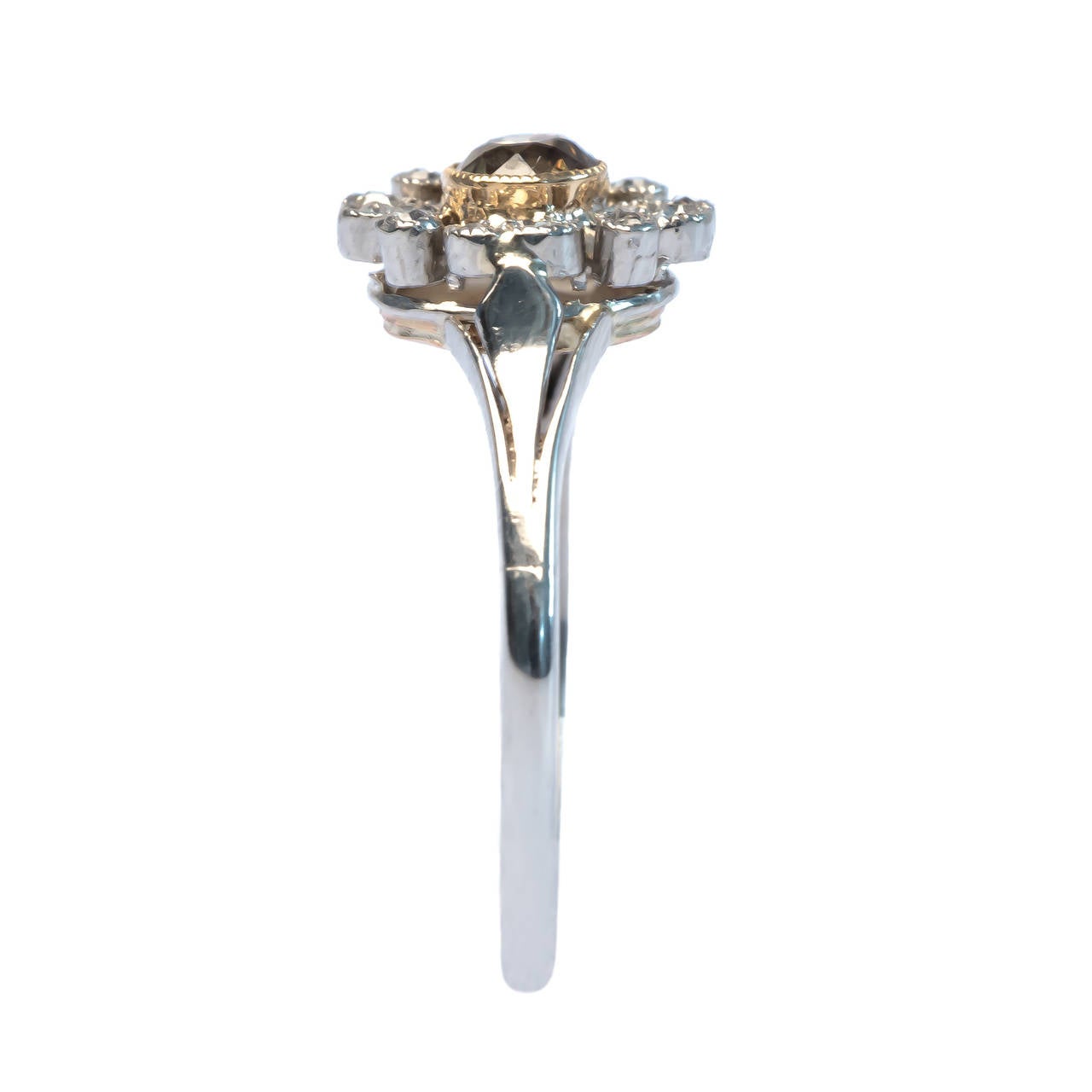 Edwardian Fancy Yellow Brown Diamond Ring 1