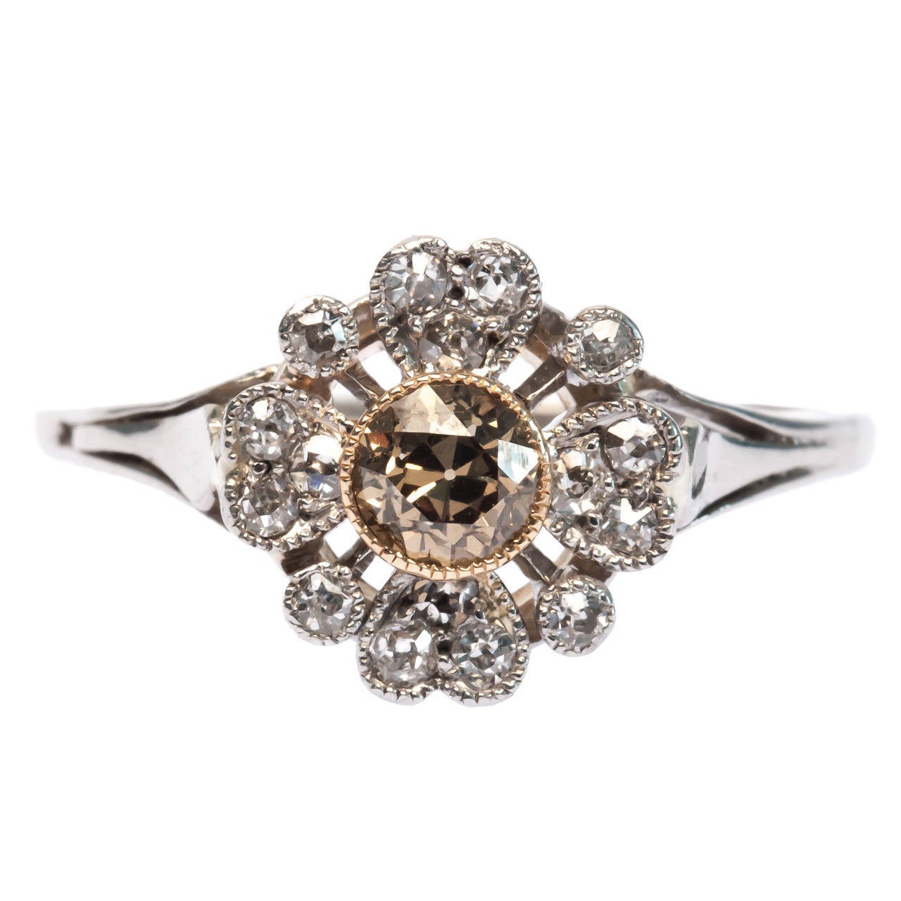 Edwardian Fancy Yellow Brown Diamond Ring