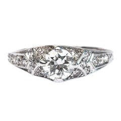 Art Deco .75 Carat Diamond Platinum Engagement Ring