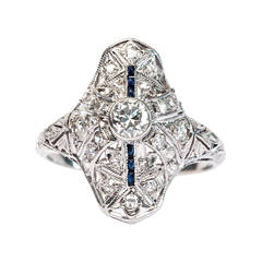 Edwardian Sapphire Diamond Navette Ring