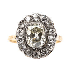 Antique Exceptional Victorian 1.82 Carat Diamond Halo Engagement Ring