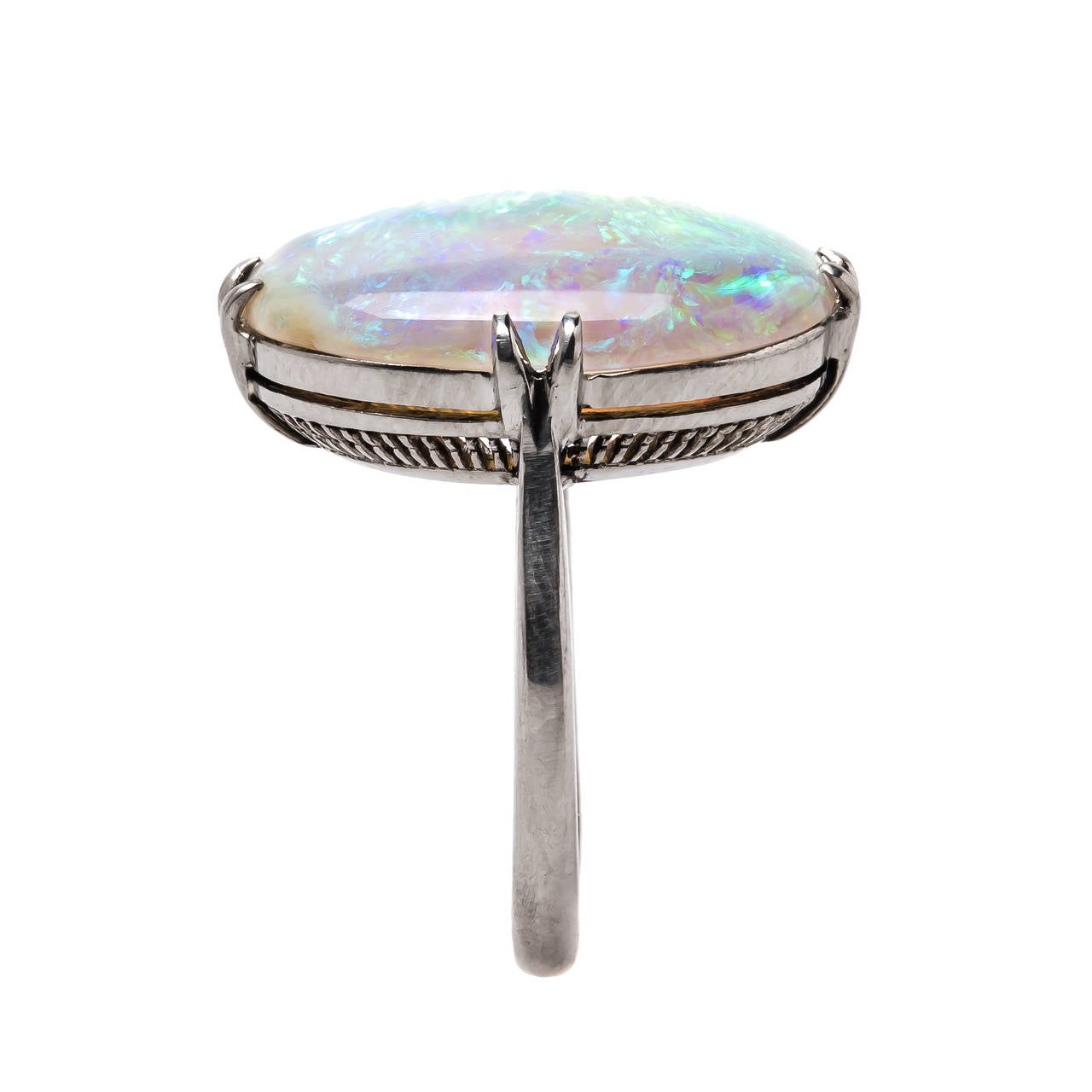 Women's Edwardian Opal Platinum Ring