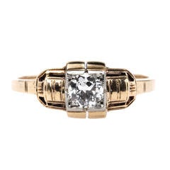 Retro Mixed Metal .31 Carat Diamond Engagement Ring