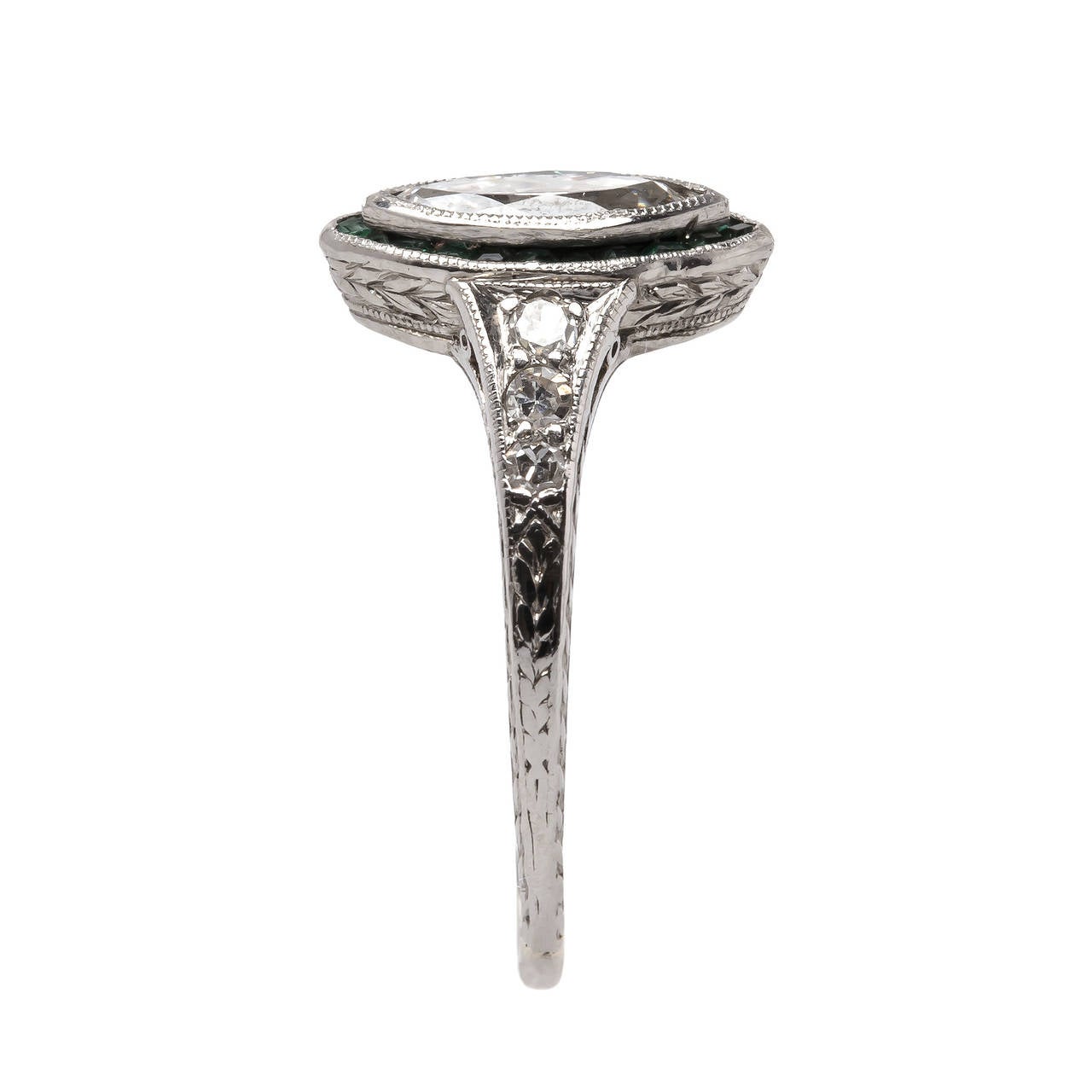Art Deco .38 Carat Marquise Diamond Platinum Engagement Ring 1