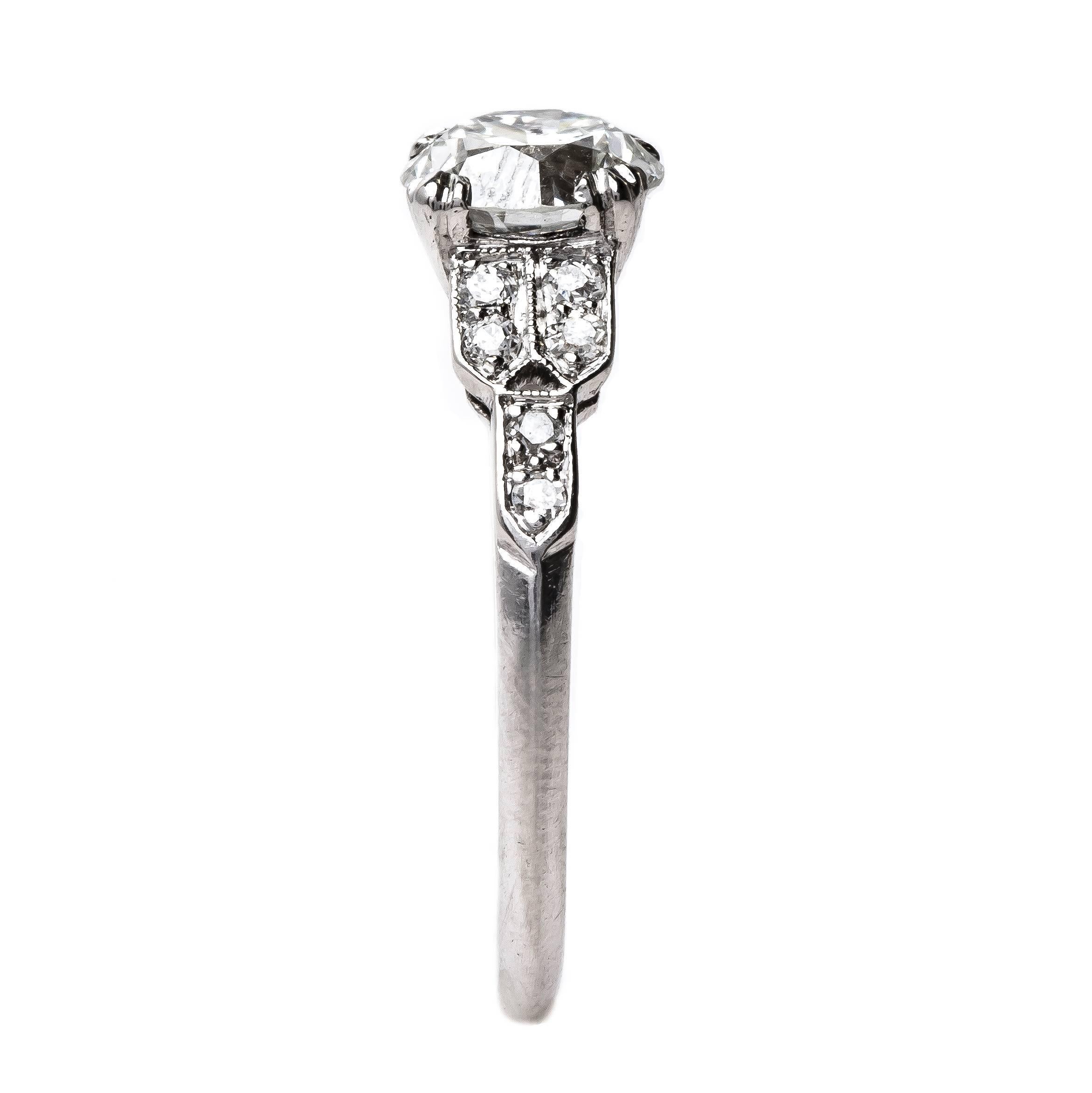 Women's Sparkling Art Deco Engagement Ring with EGL Certified Old European Cut Diamond
