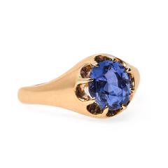 Late Victorian Solitaire Engagement Ring with Gorgeous Unheated Sapphire