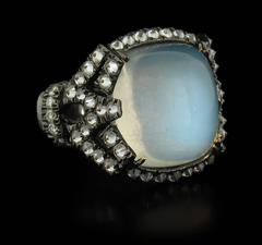Arunashi 12.01 Carat Moonstone Diamond Rhodium Gold Ring