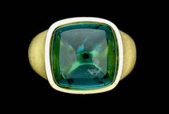 16.87 Carat Green Tourmaline Gold Ring