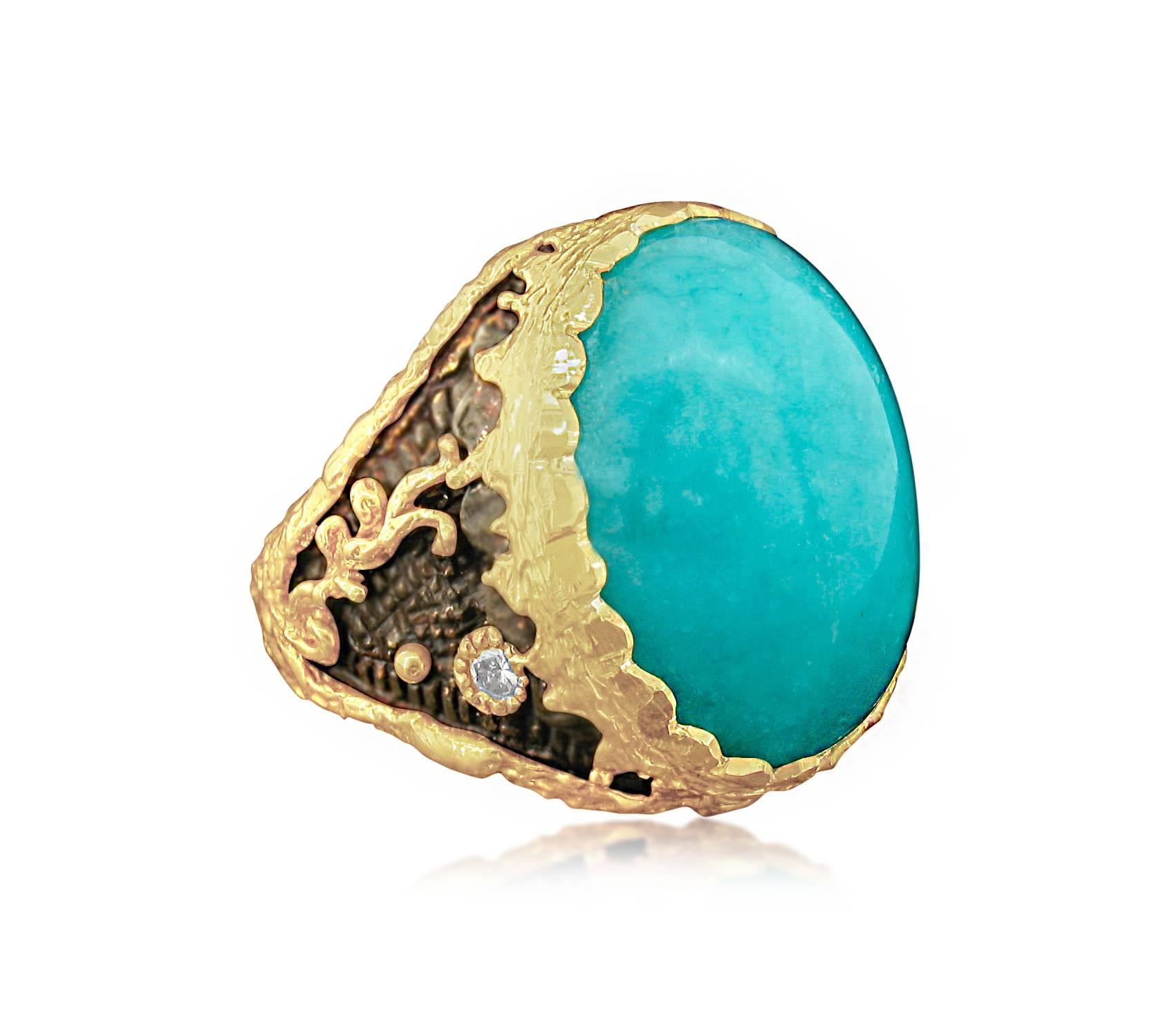 Victor Velyan Amazonite Diamond Gold Ring 1
