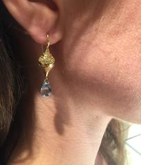 Ray Griffiths Blue Topaz and Crownwork Earrings