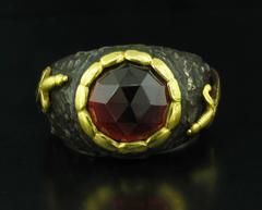 Victor Velyan Garnet Ring in Brown Patina