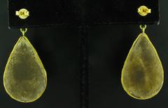 Victor Velyan Ruby Silver Gold Earrings with Brown Patina