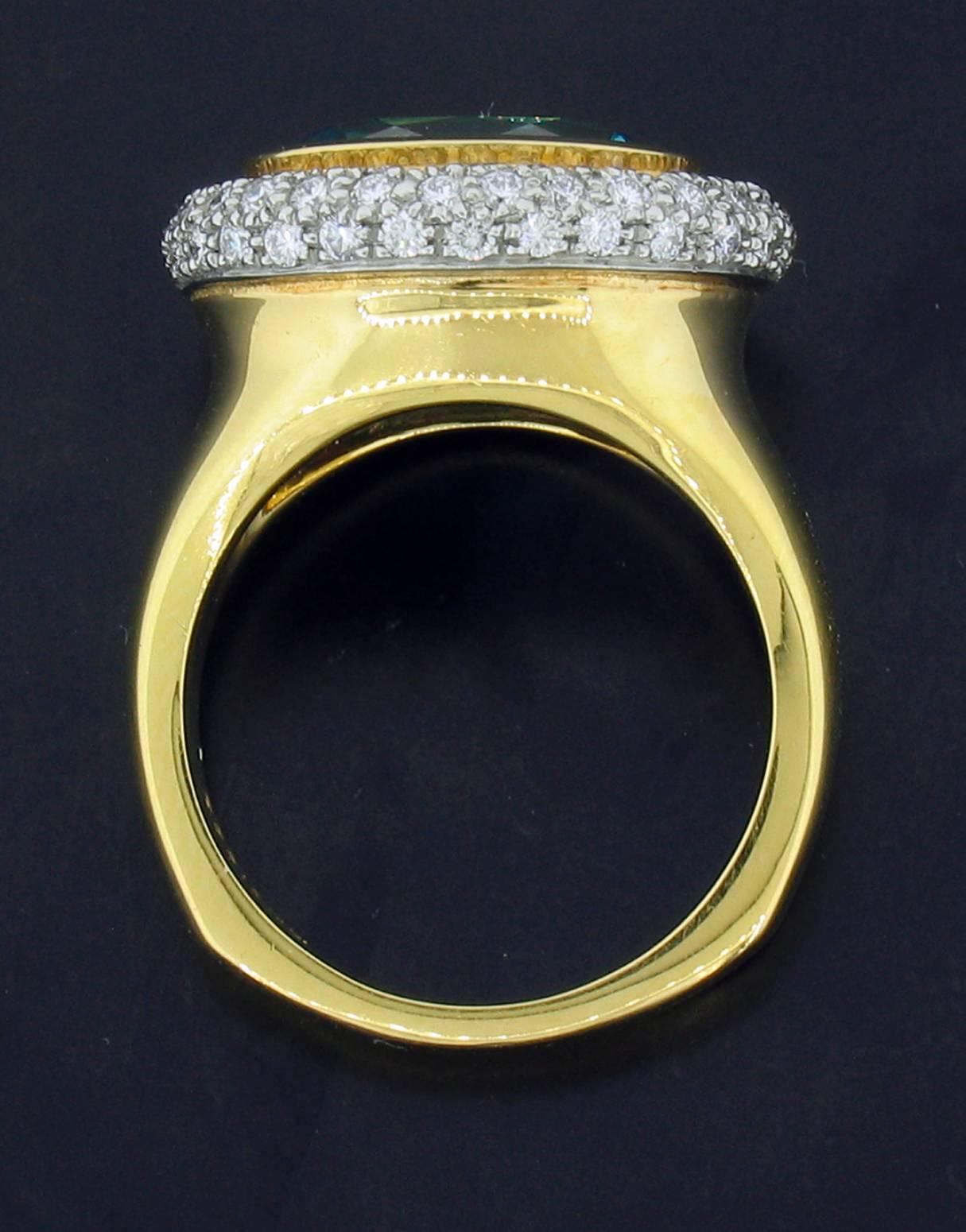 Women's or Men's Richard Krementz Blue Zircon Diamond Gold Platinum Ring