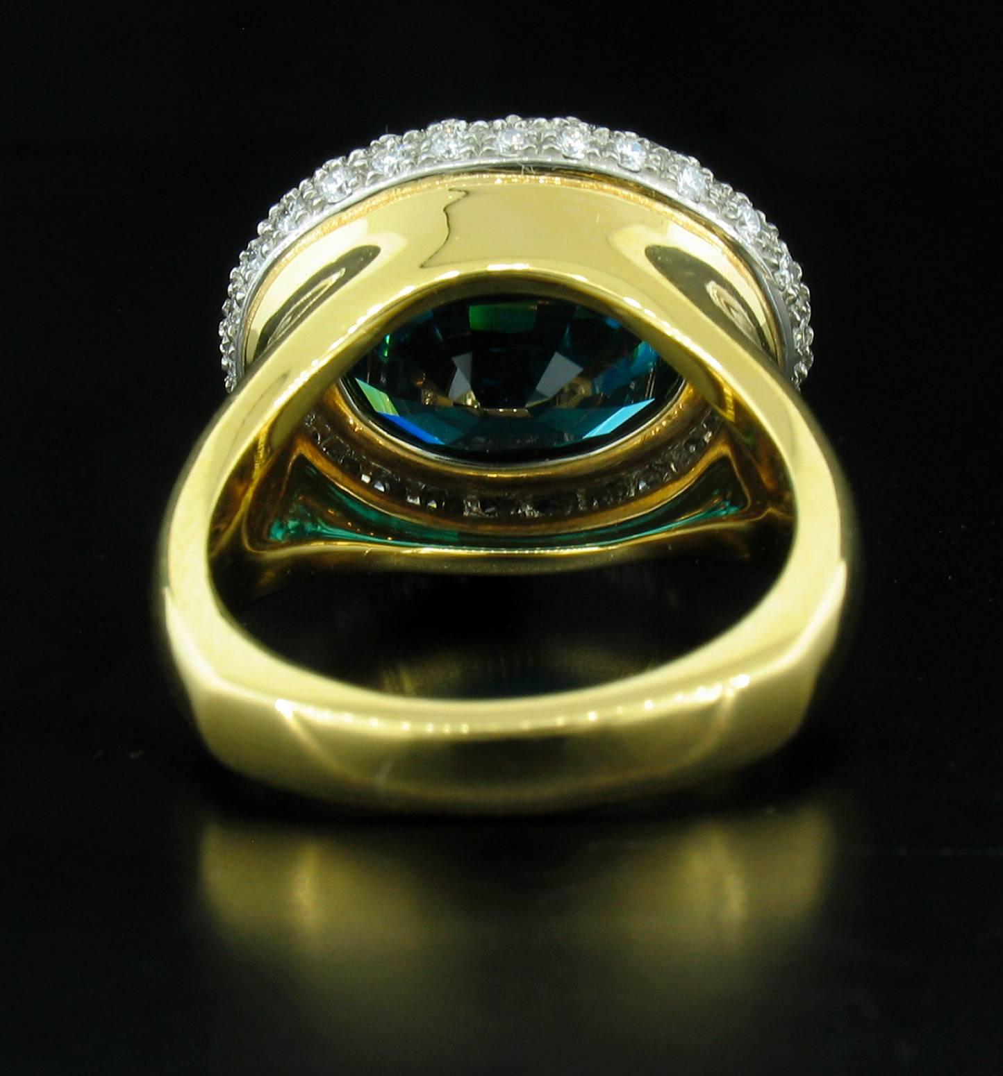 Richard Krementz Blue Zircon Diamond Gold Platinum Ring 1