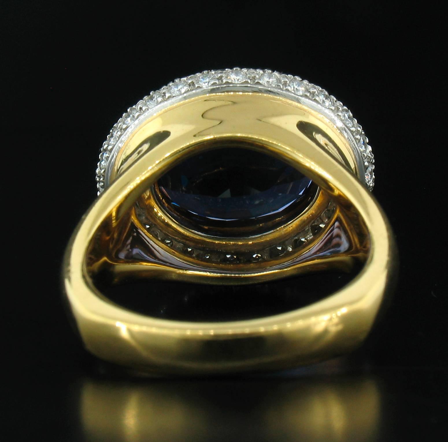 Women's or Men's Richard Krementz Tanzanite Diamond Gold Platinum Ring