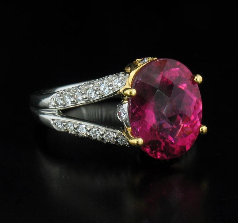 Richard Krementz Rubelite Diamond Gold Platinum Ring at 1stDibs