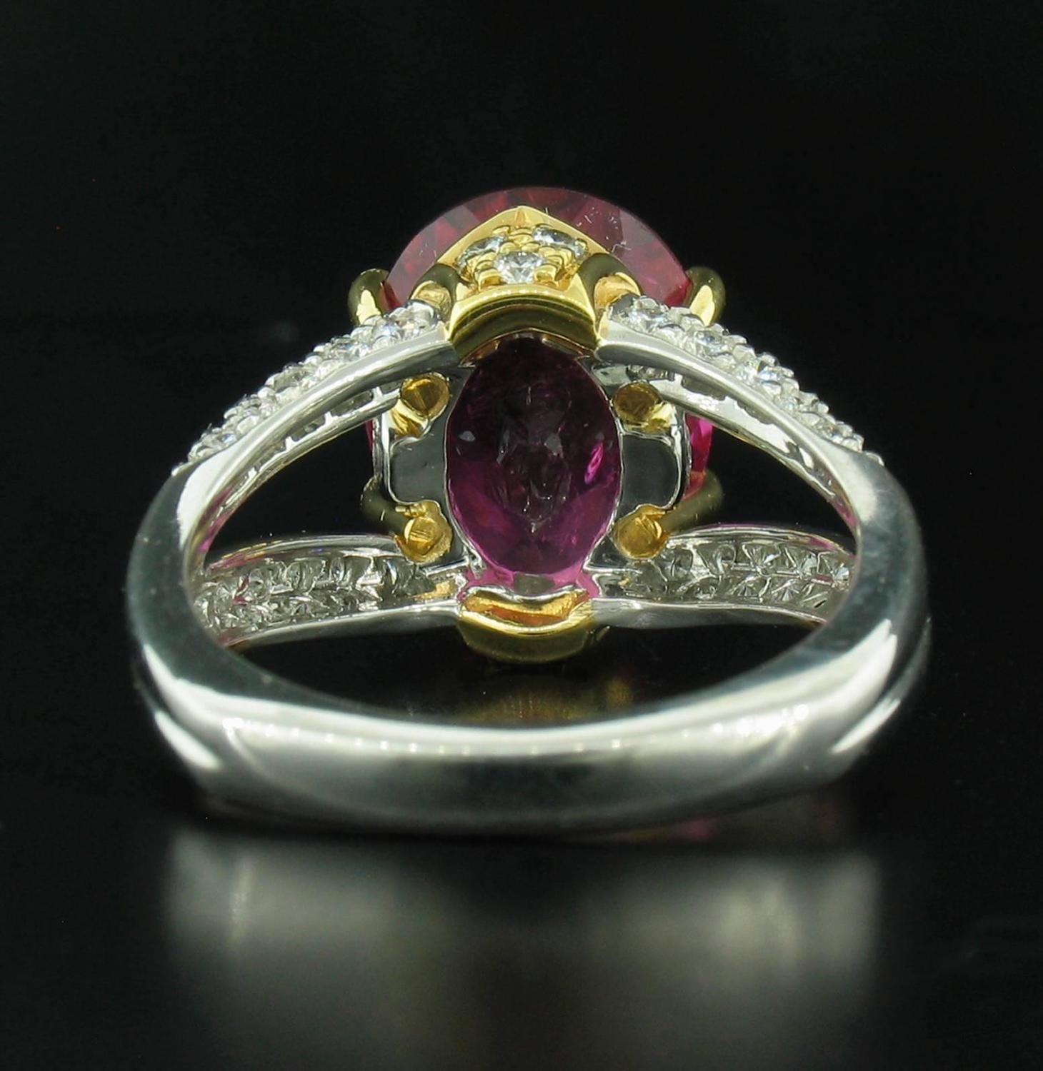 Richard Krementz Rubelite Diamond Gold Platinum Ring For Sale at 1stdibs