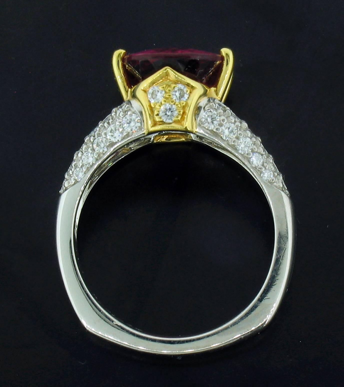Richard Krementz Rubelit Diamant Gold Platin Ring Damen