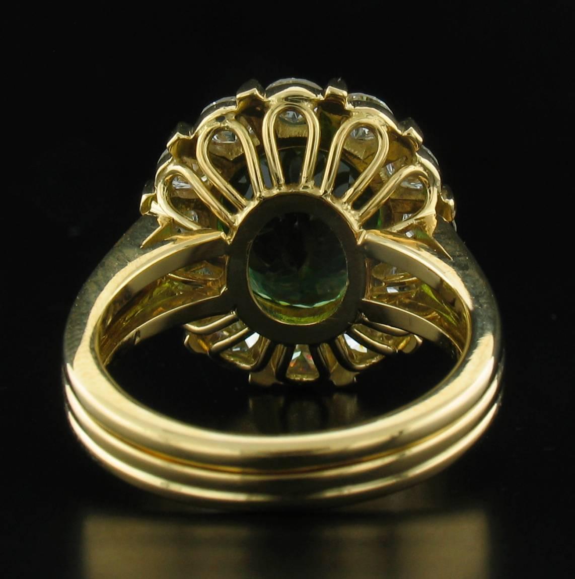 Women's Green Tourmaline and Diamond Ring in Yellow Gold