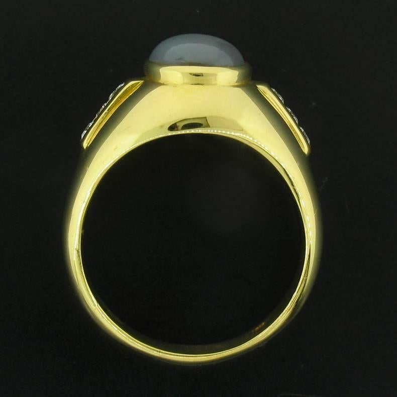 Cayen Collection Star Sapphire and Diamond Gold Ring In New Condition For Sale In Carmel, CA