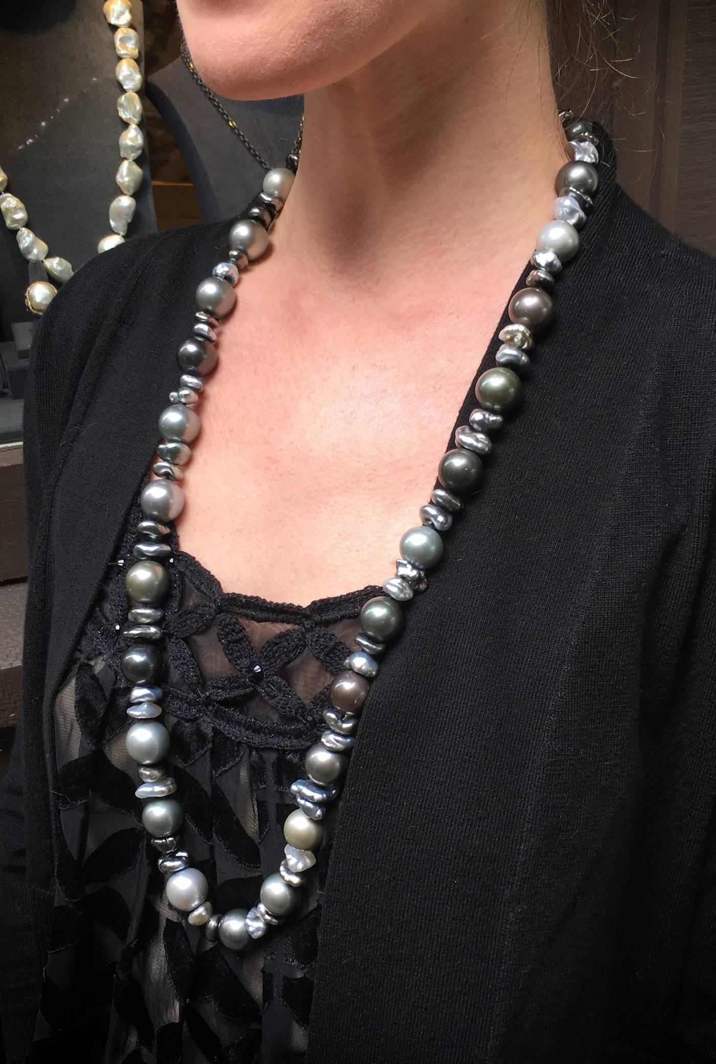 Tahitian and Keshi Pearl Necklace In New Condition In Carmel, CA