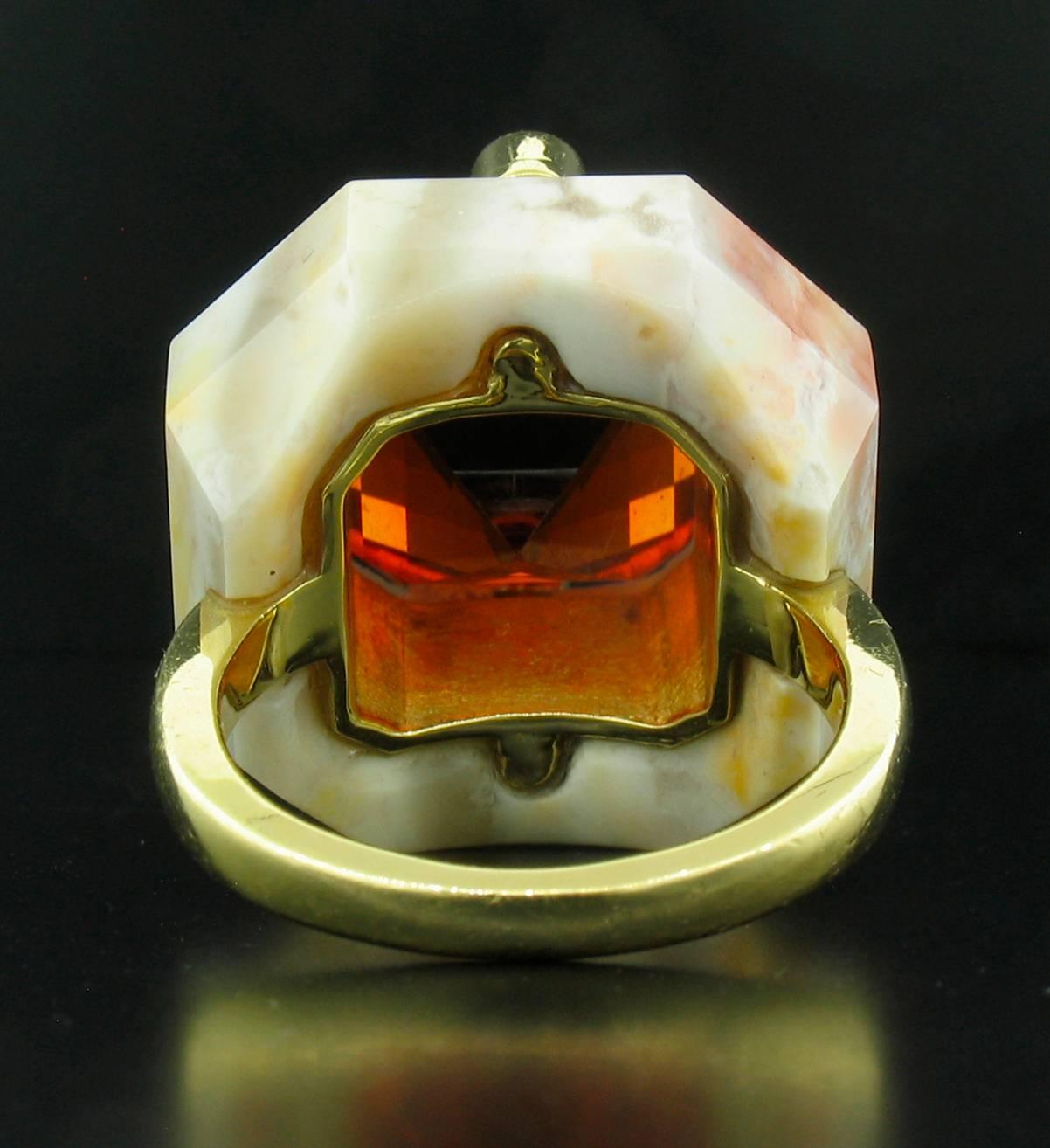 Nicholas Varney 15.55 Carat Spessartite Duo Diamond Gold  Ring In New Condition For Sale In Carmel, CA