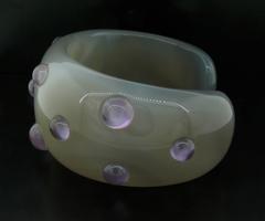 Carved Agate and Amethyst Cuff