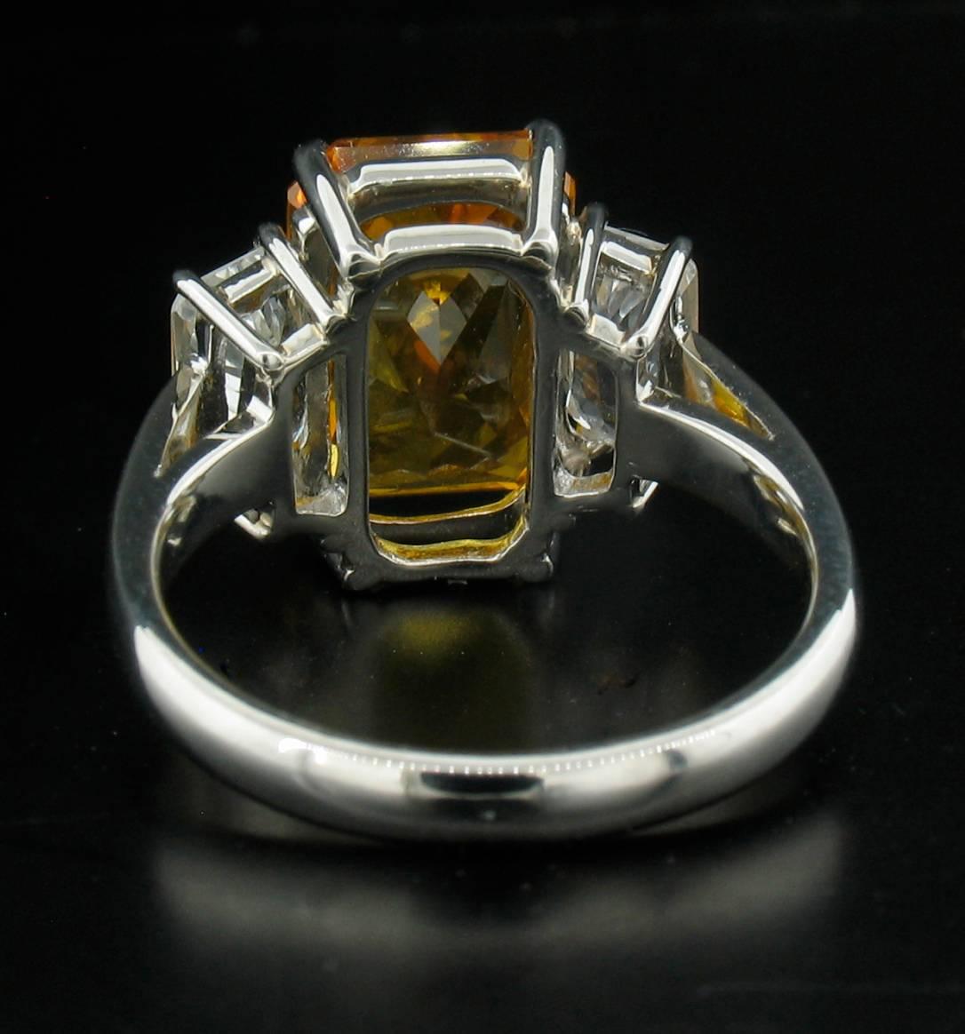 Women's Yellow and White Sapphire Ring in Platinum