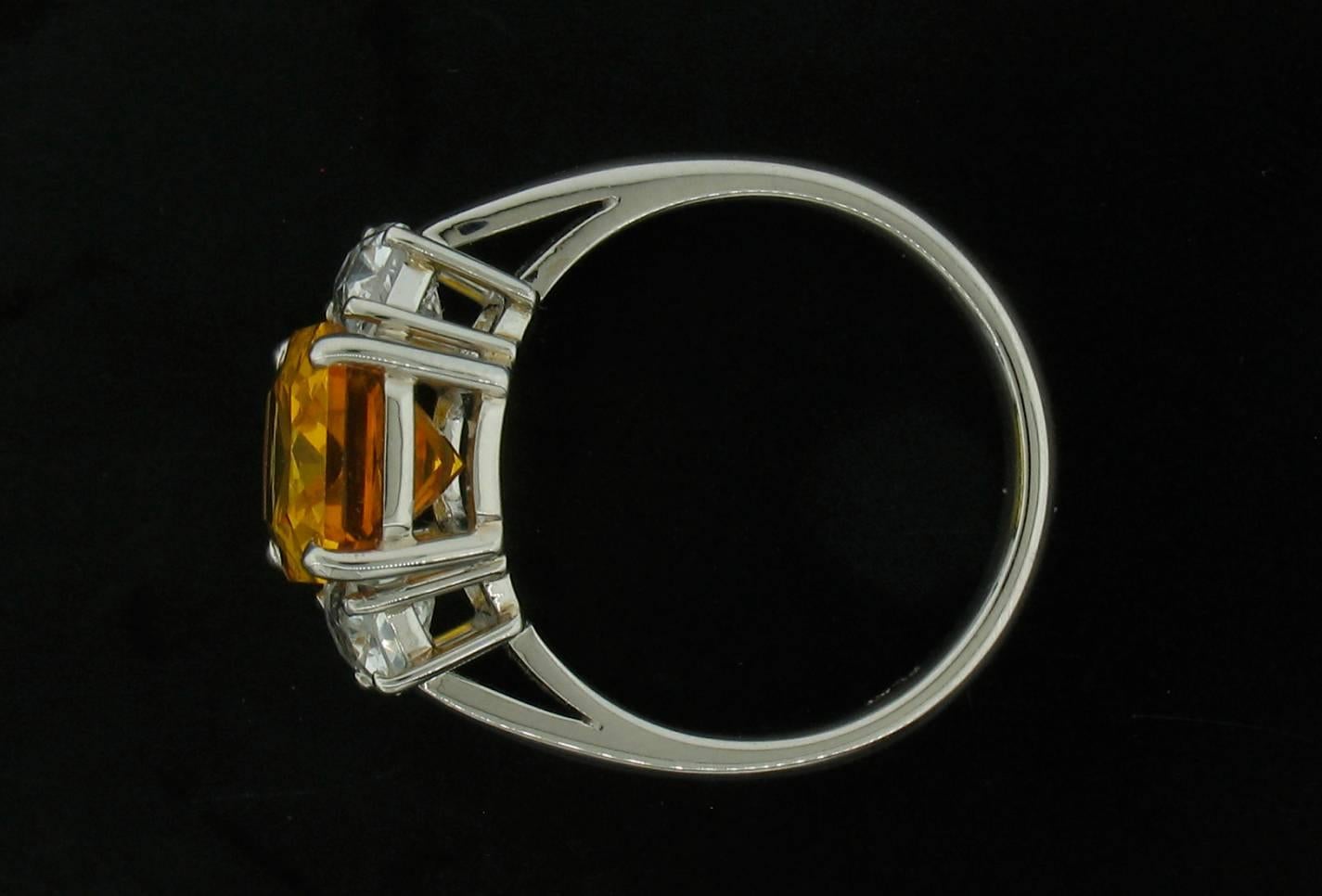 Yellow and White Sapphire Ring in Platinum 1