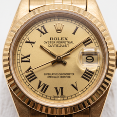 Rolex Datejust 18k Yellow Gold Champagne Dial Wrist Watch