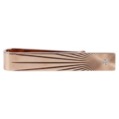 Tiffany & Co. 14k Yellow Gold Diamond Sunburst Art Deco Style Tie Clip