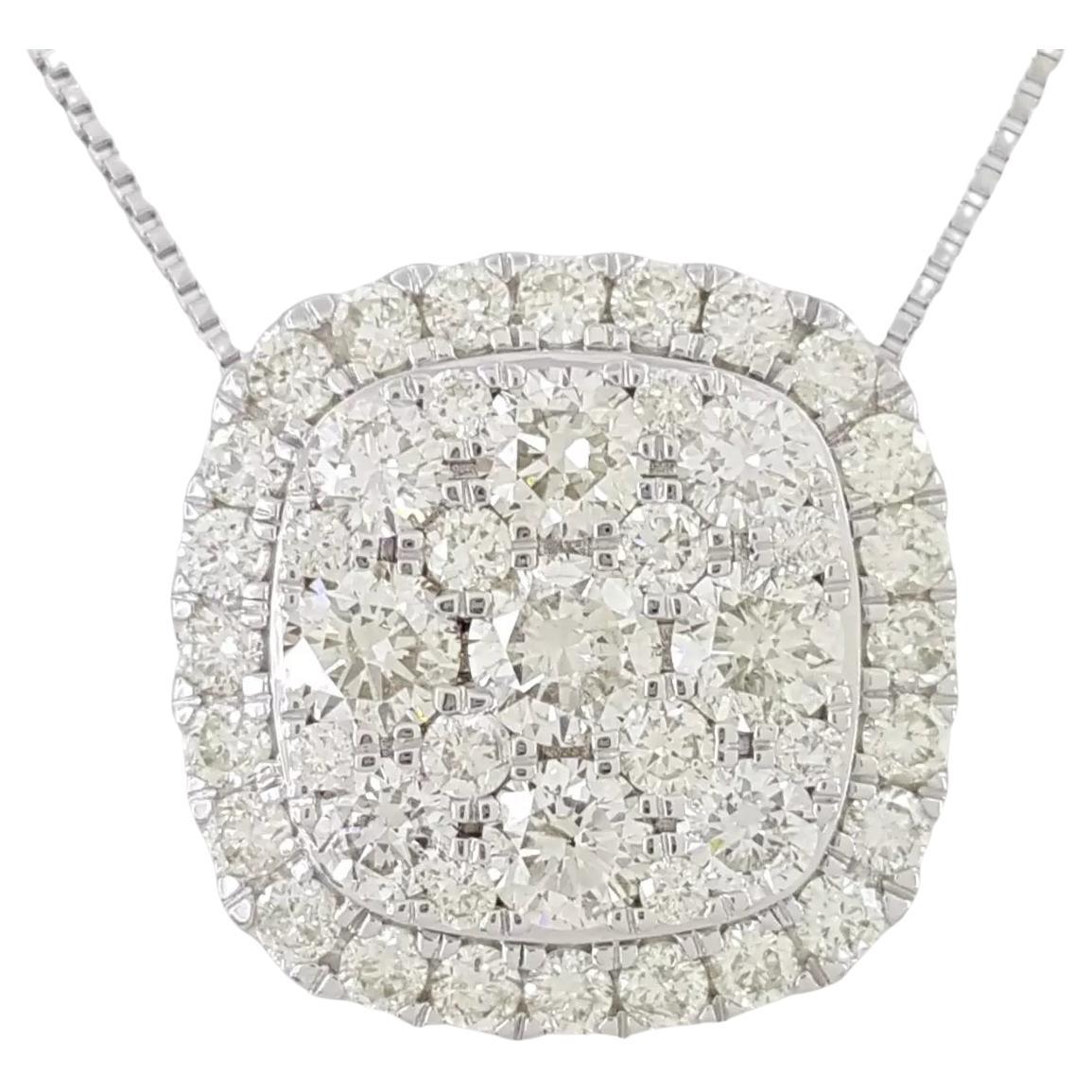 18K White Gold Diamond Pendant Necklace
