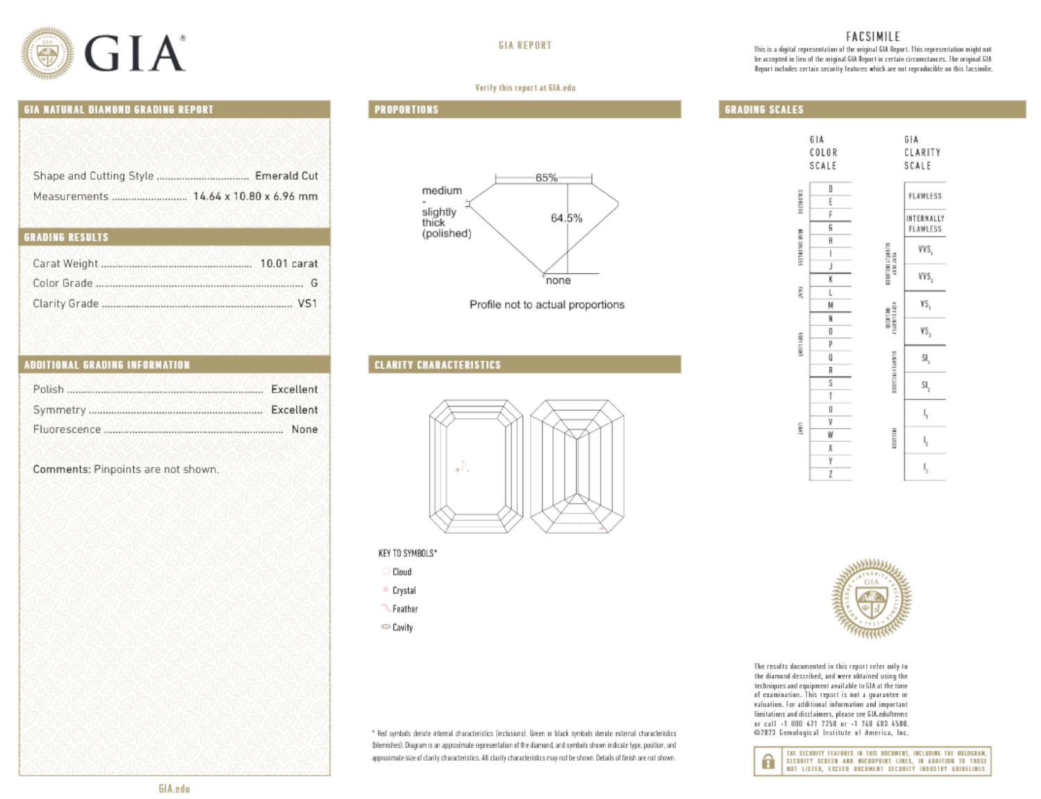 Contemporary GIA Certified 10 Carat Emerald Cut Diamond Engagement Ring For Sale
