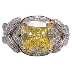 Tiffany 
Co. 2.32 Carat Fancy Vivid Yellow Cushion Cut Diamond Engagement Ring