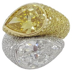 Anello con pavé di diamanti gialli fantasia Moi&Toi da 10,38 carati