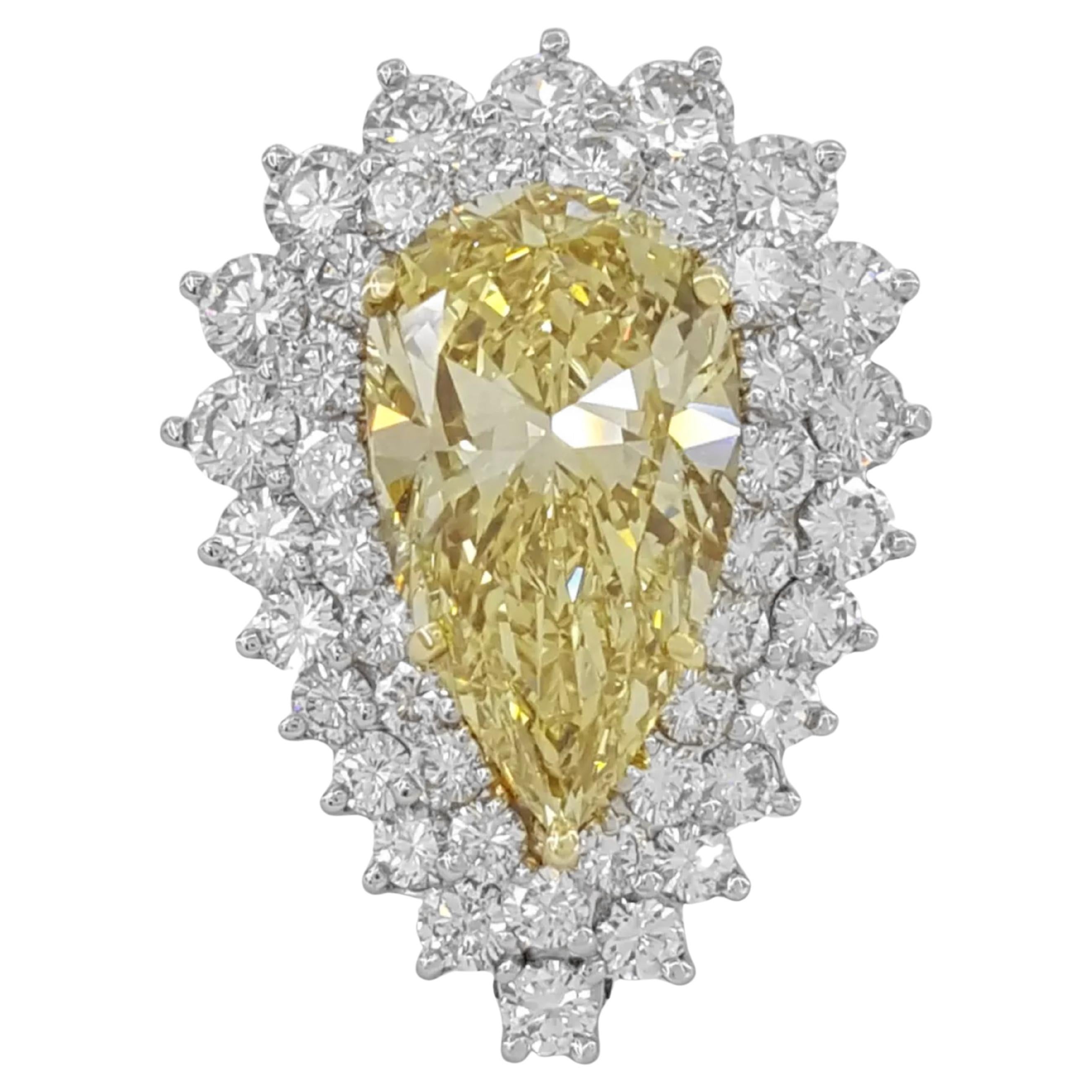 GIA Certified 10 ct Pear Cut Fancy Brownish Yellow Diamond Pendant For Sale