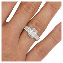 GIA Certified 2.50 Carat Emerald Cut 18K White Gold Diamond Ring