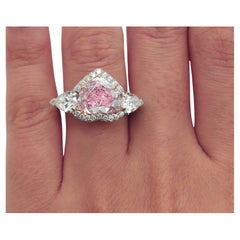 GRS-zertifizierter 3,19 Karat Herz-Diamantring mit ausgefallenem lila-rosa Fancy-Diamant