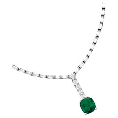 C. Dunaigre 3.65 Ct. Minor Oil Emerald Diamond Necklace