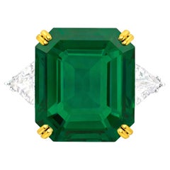 AGL Certified 5.42 Carat COLOMBIAN Minor Oil Emerald Diamond Platinum Ring